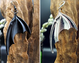 Pair of black or silver gothic demon/dragon/bat wing earrings