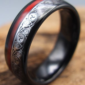 Celtic musician ring made of guitar string and tungsten 15 US