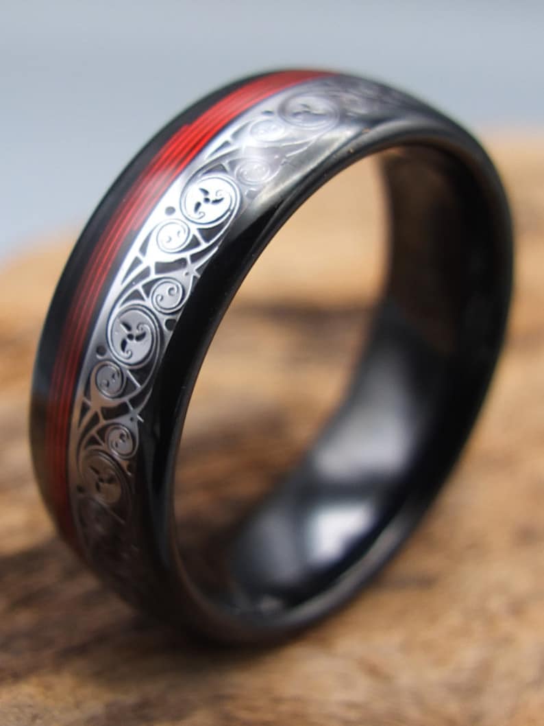 Celtic musician ring made of guitar string and tungsten 15 US