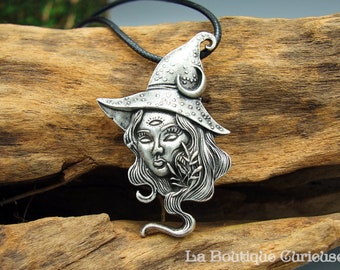 Gothic Wiccan witch pendant + cord