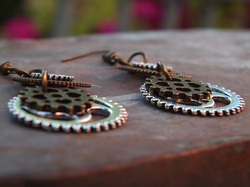 Steampunk gear deals earrings