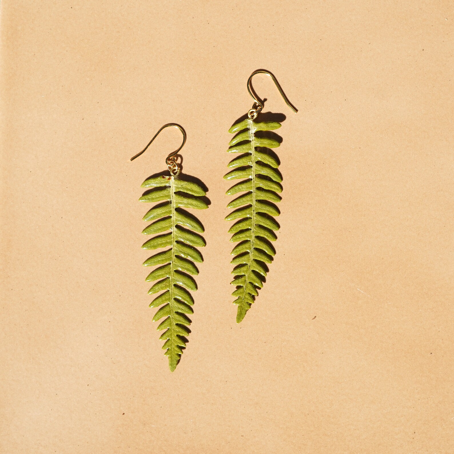 Real Fern Earrings Resin Leaf Earrings Botanical Earrings Etsy