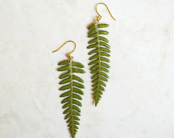 real fern earrings - resin leaf earrings - botanical earrings - real leaf earrings - woodland earrings - natural earrings - nature jewelry