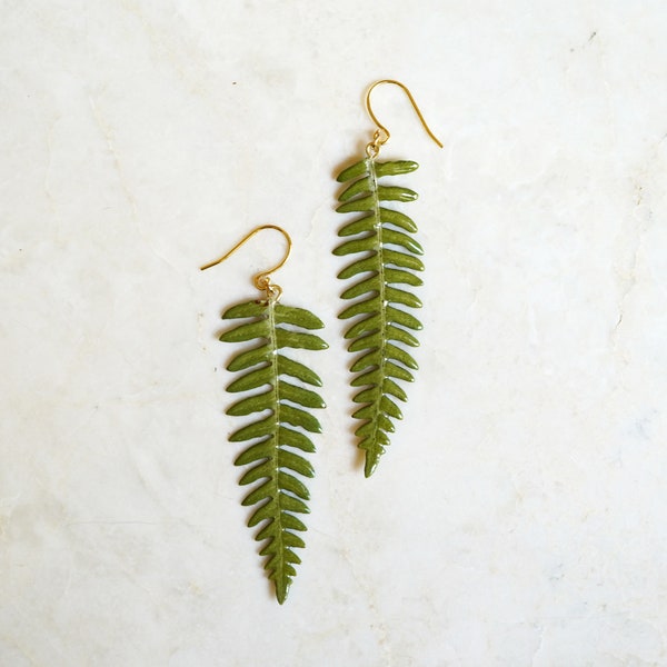 real fern earrings - resin leaf earrings - botanical earrings - real leaf earrings - woodland earrings - natural earrings - nature jewelry