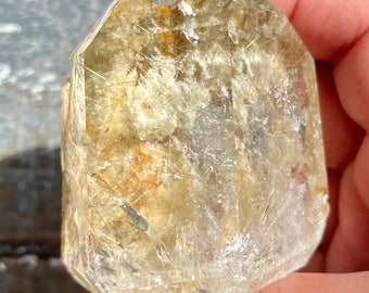 Gorgeous *RARE* Yellow & White Lodolite in Quartz from Brazil