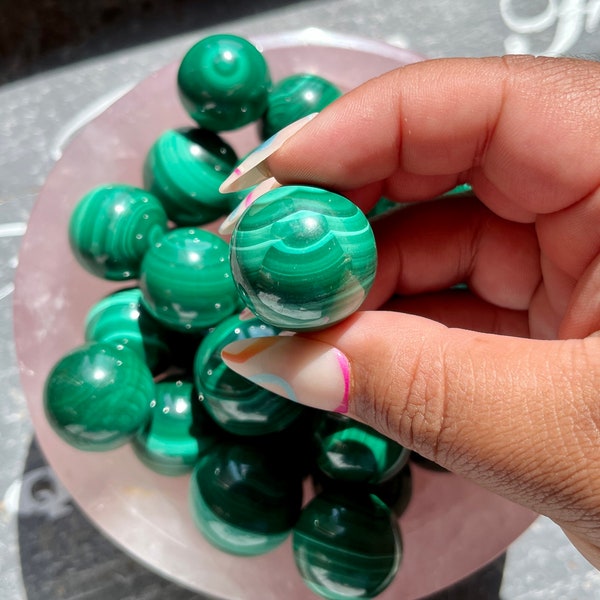 One (1) Gorgeous Mini Genuine Malachite Sphere, High Quality!