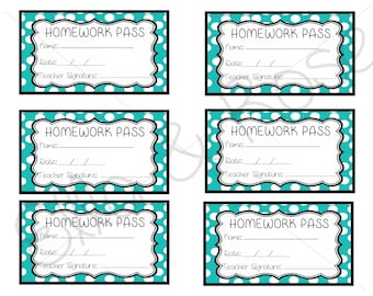Homework Pass Etsy