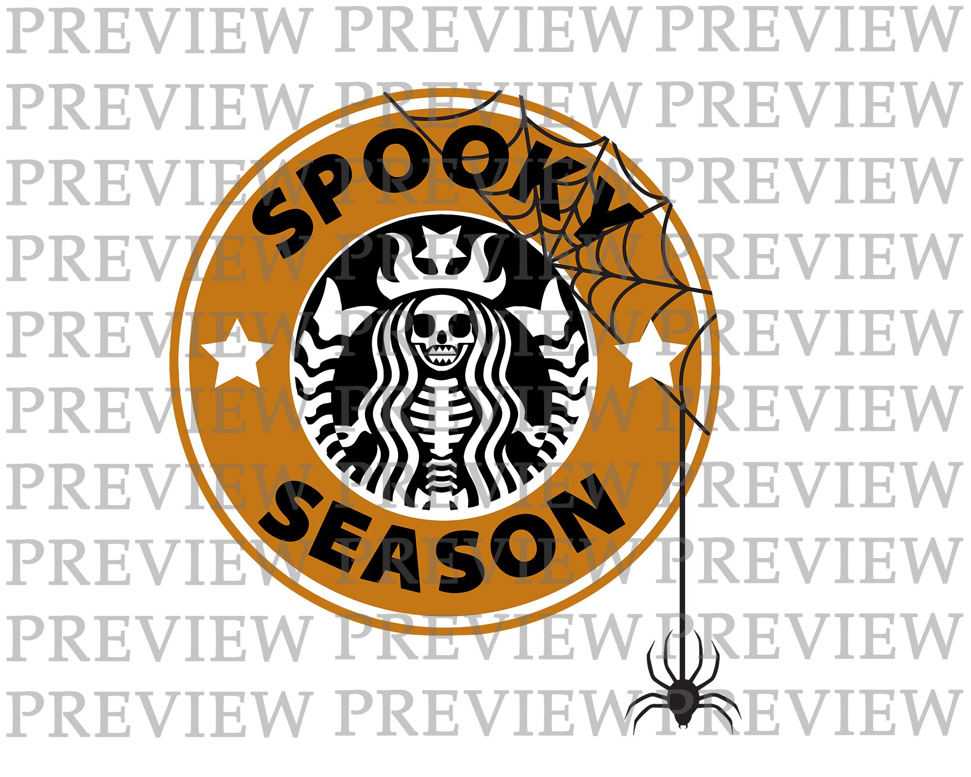 Spooky Season Starbucks Inspired Logo Halloween Spider Pumpkin