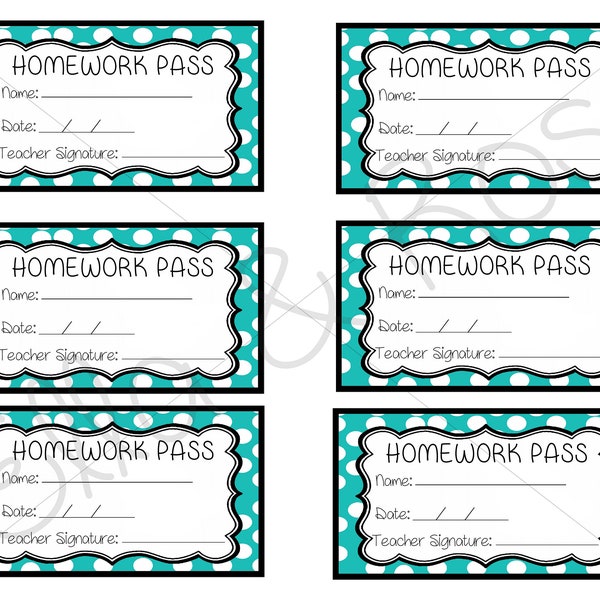 valentine no homework pass Homework Pass Template Digital Download (Sheet of 6)
