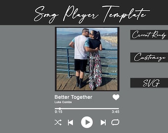 Plantilla de música de reproducción del reproductor de canciones - Cricut Ready SVG - Personalizable en capas - Personalizar arte de pared de vidrio - Tunes Spotify