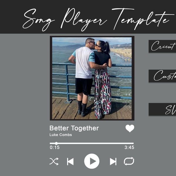 Song Player Playback Music Template - Cricut Ready SVG - Layered Customizable - Customize Glass Wall Art - Tunes Spotify