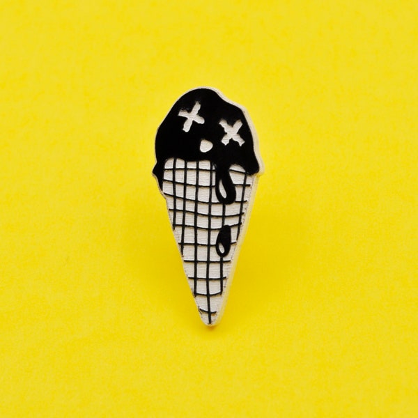 Melting Ice Cream Pin // Laser Cut Sad Ice Cream Cone Pin // Punk Alt Ice Cream Pin