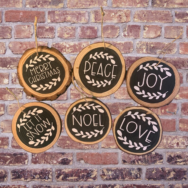Painted Wood Christmas Ornaments Wood Ornaments Wood Slice Ornaments Gift Christmas Decor Farmhouse ornaments