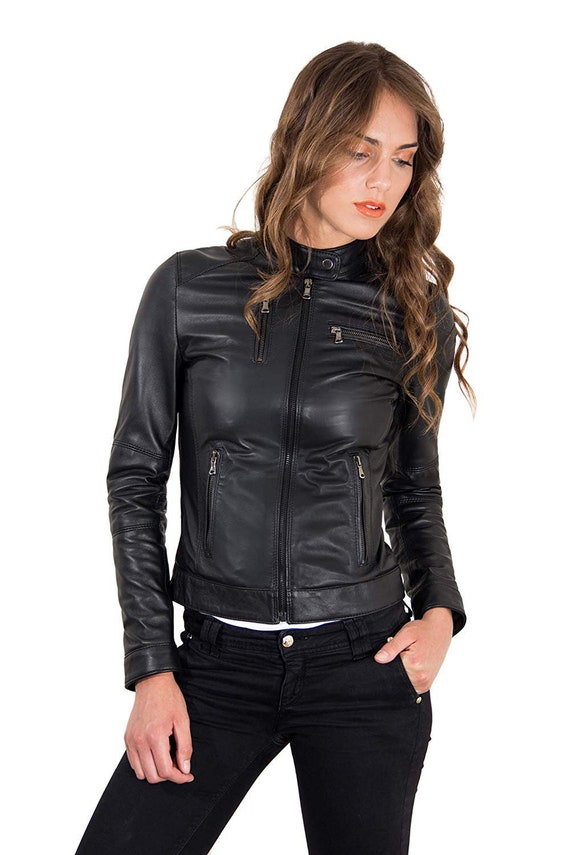 Women's & Girls 100% Genuine Lambskin Leather Motor Biker | Etsy