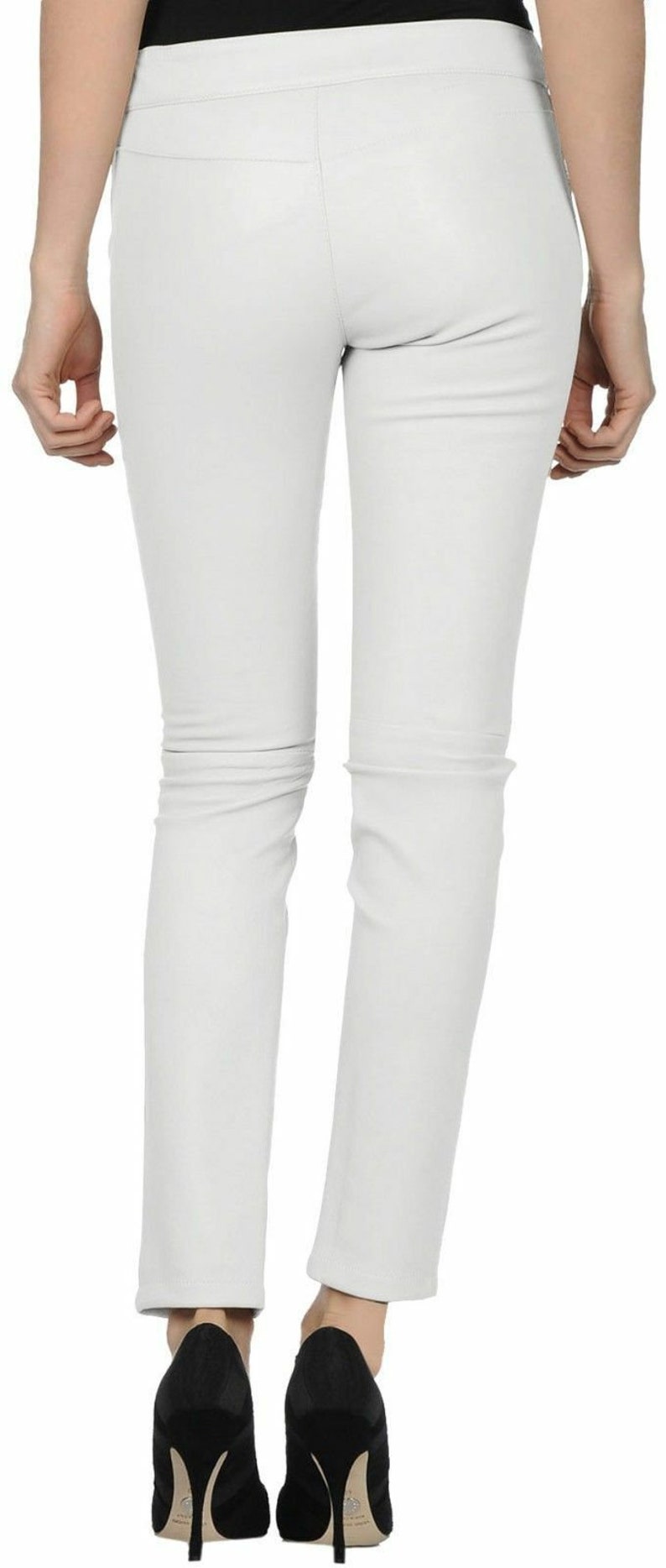 Womens100/% Genuine Lambskin Leather Crop Moto Trouser Pant New Designer Slim-fit