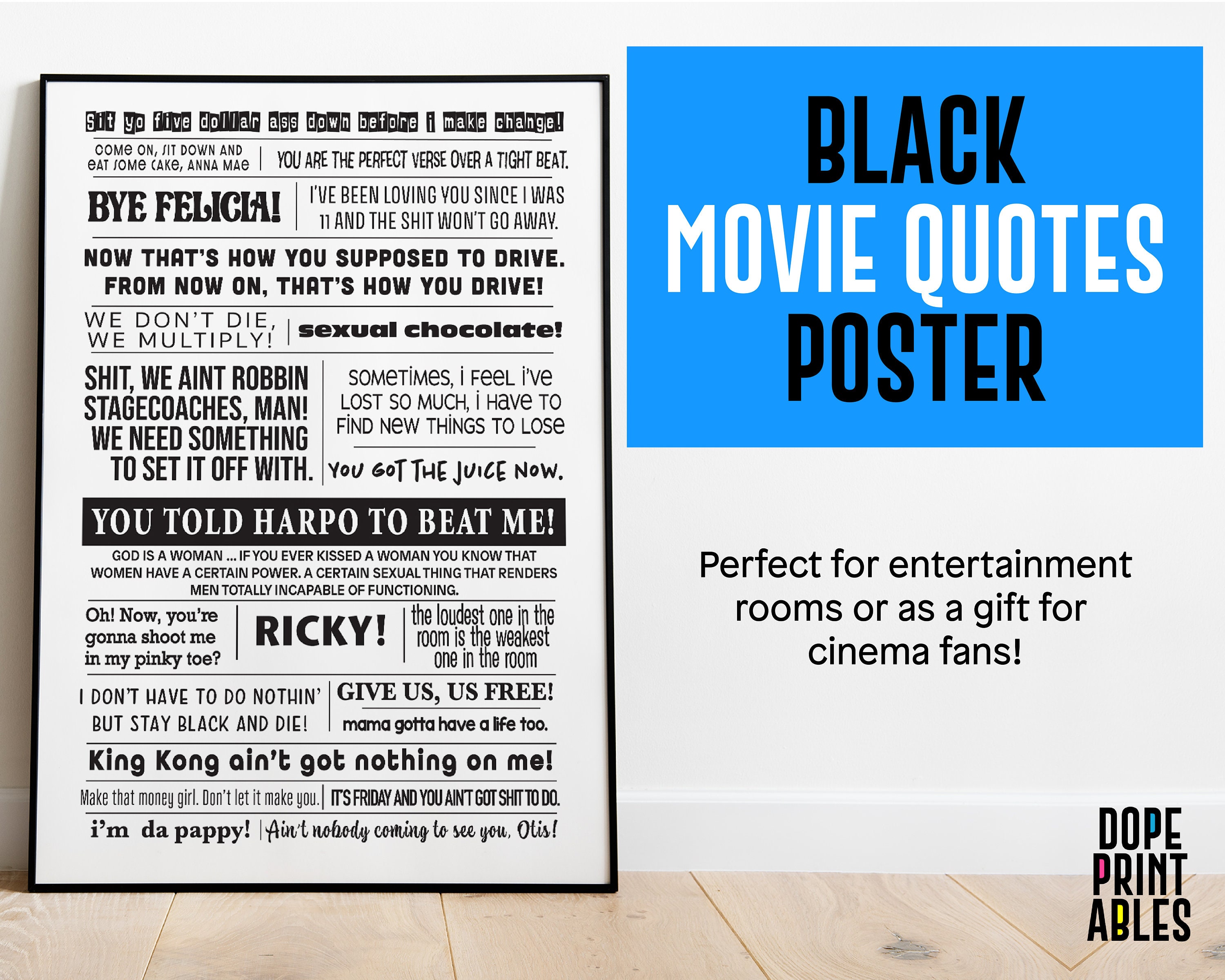 Black African American Movie Quotes Printable Poster Digital | Etsy