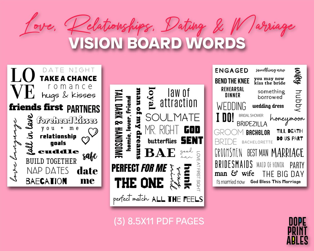 Vision Board Words Love Relationship Dating Marriage - Etsy