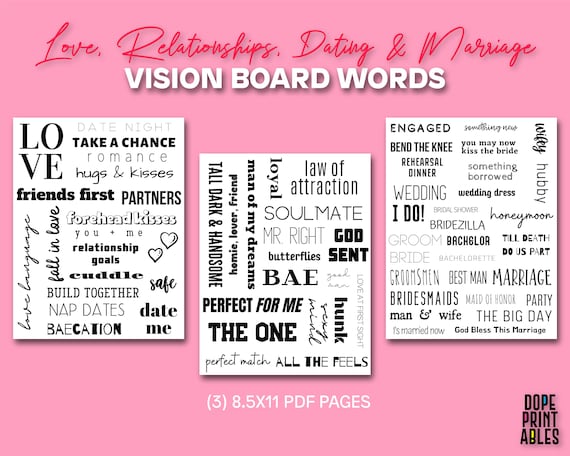Vision Board Words Love Relationship Dating Marriage | Etsy