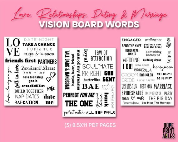 Vision Board Words Love Relationship Dating Marriage | Etsy