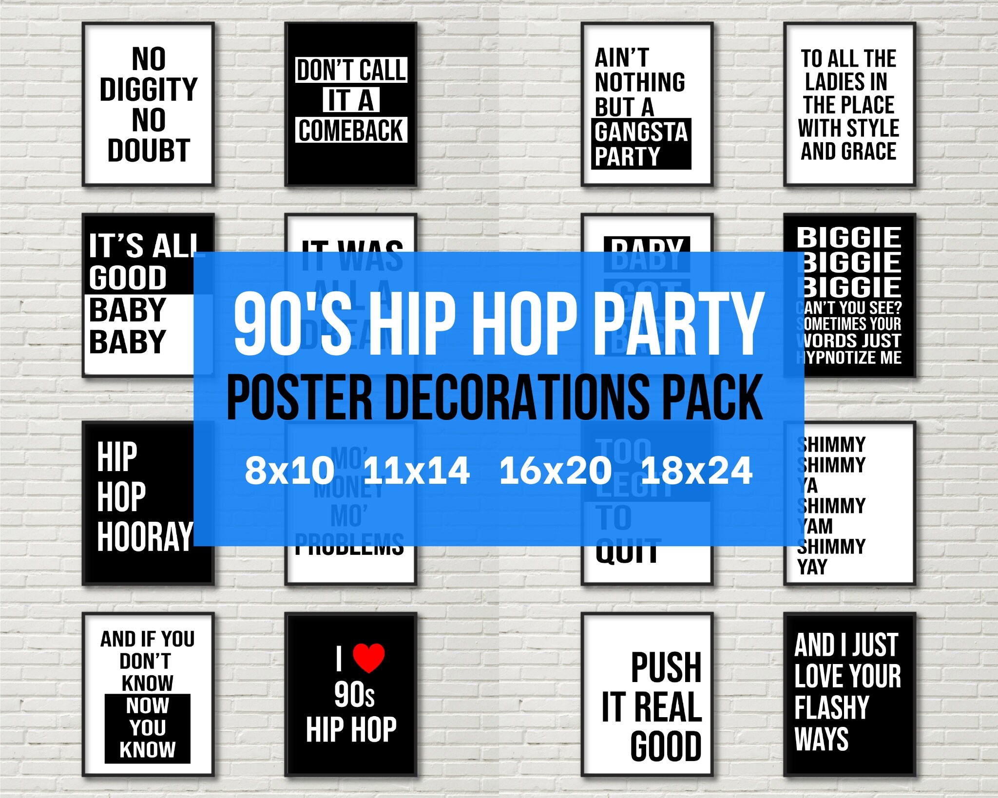 80S 90S Hip Hop Party Decorations Set Of 16 Printable - Etsy