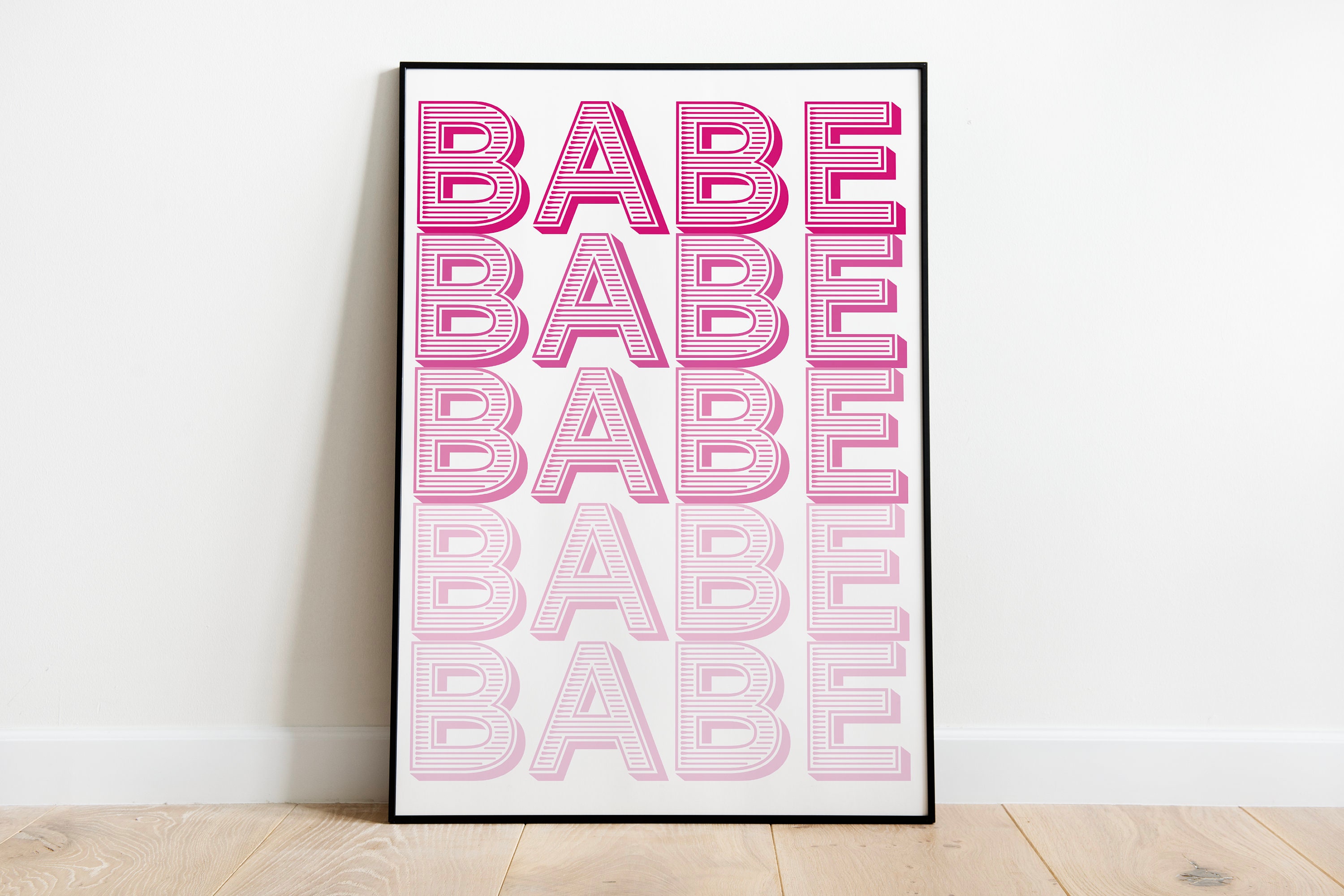 Babe Pink Ombre Printable Poster Digital Print Monochrome | Etsy