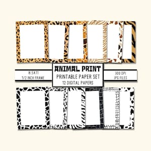 Printable Animal Print Digital Papers Blank Neutral Safari Theme With 1