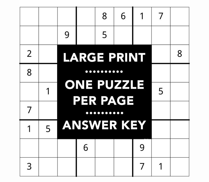 Printable Sudoku 200 Medium Difficulty Large Print Puzzles Instant