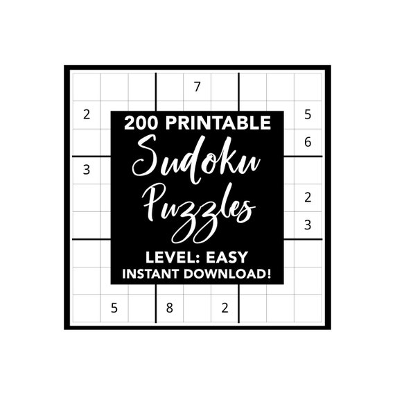 printable sudoku 200 easy large print puzzles instant etsy ireland