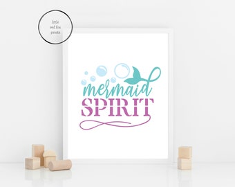 Mermaid Spirit Print, Mermaid Nursery Art, Girls Nursery Decor, Mermaid Wall Art, Téléchargement instantané, Printable Nursery Art