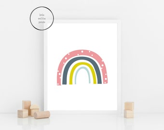 Rainbow Nursery Print, Rainbow Wall Art, Girls Nursery Print, Pink Blue Yellow Rainbow, Instant Download, Printable Nursery Art