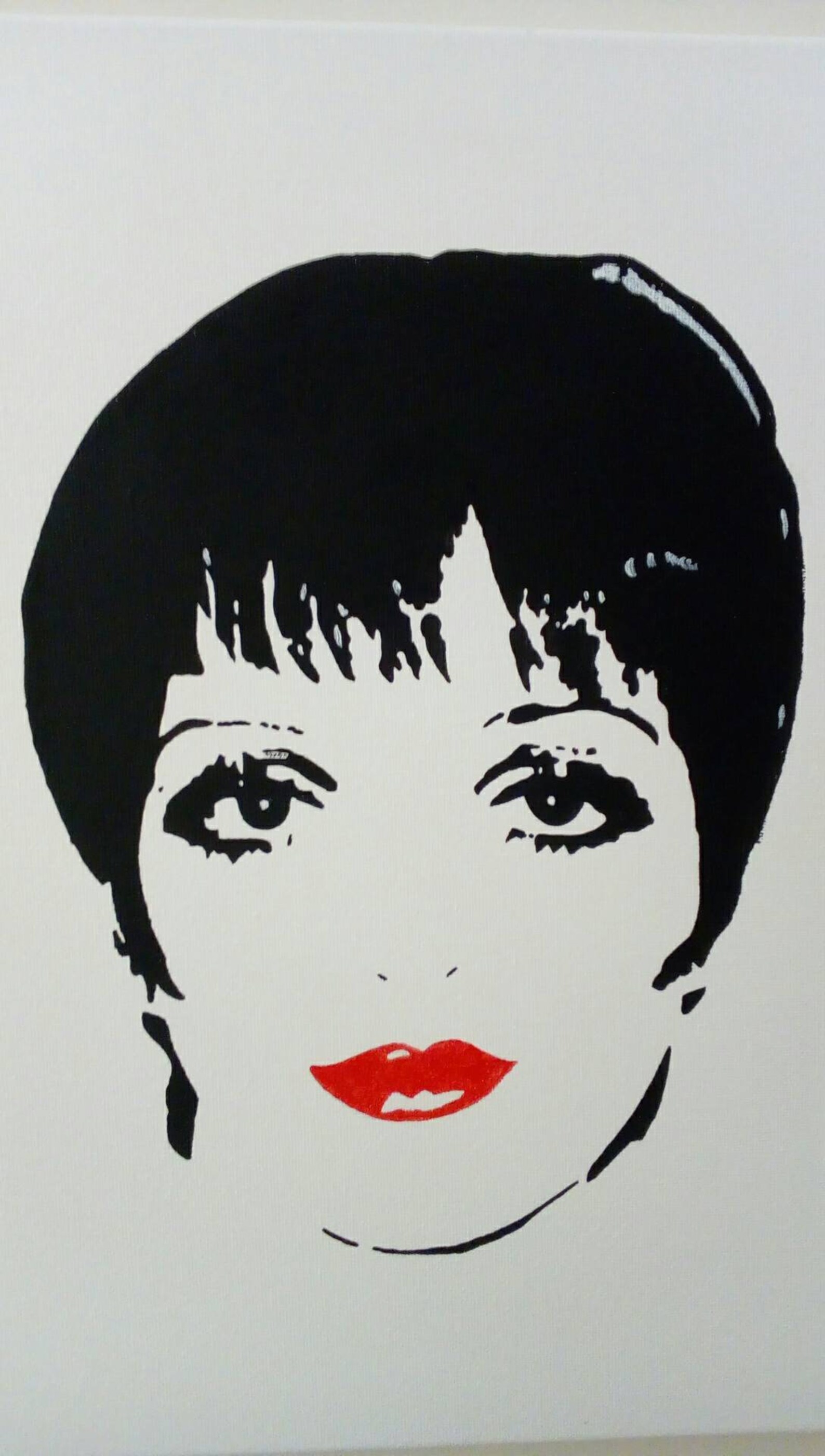 Black and white Liza Minnelli with red lips canvas acrylic | Etsy