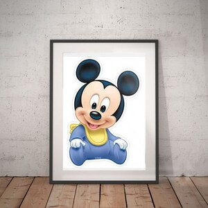 Mickey Mouse Bebe Dort Sur La Lune Toile Couleurs Etsy
