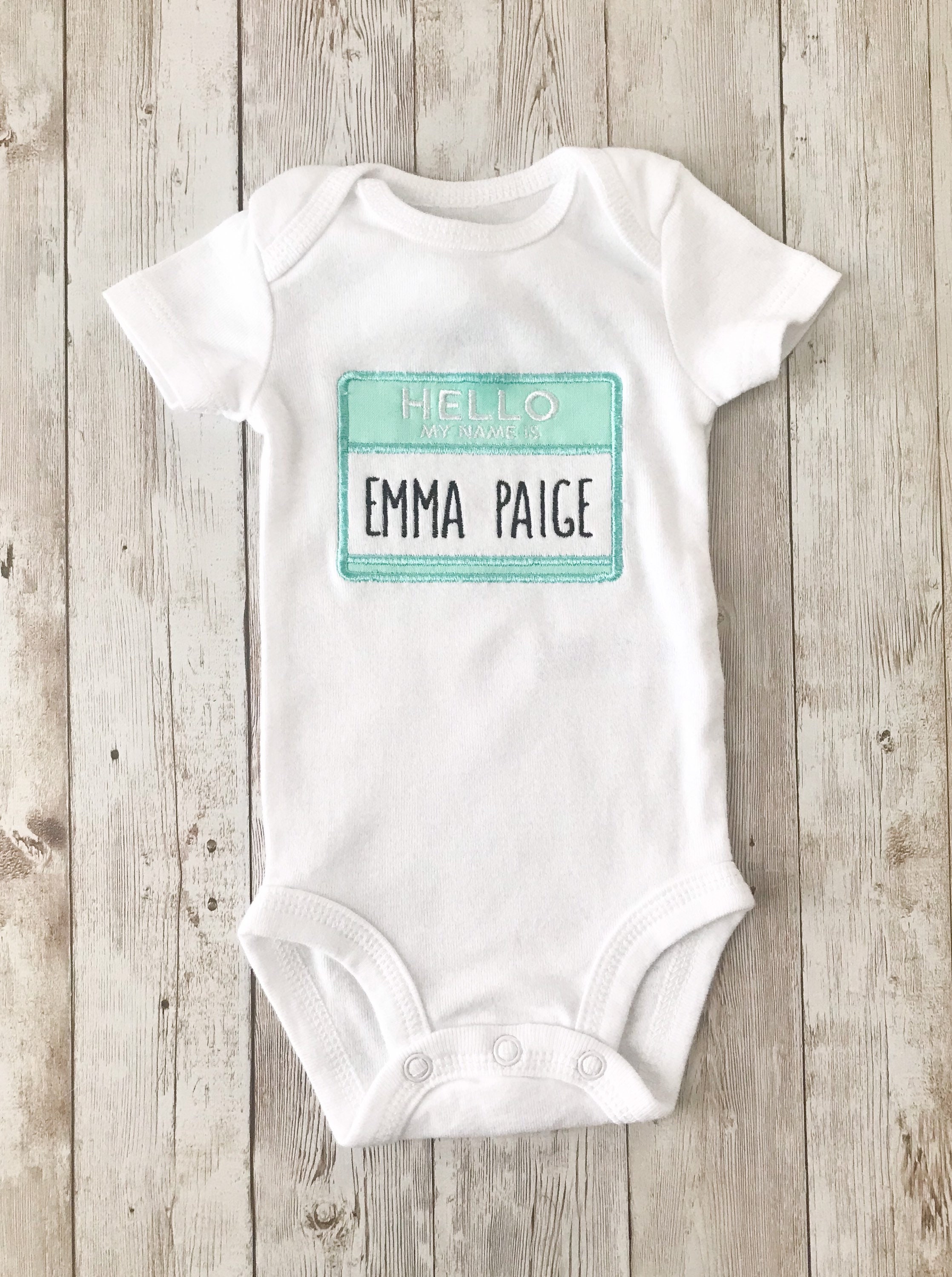 Embroidered Hello My Name Is... Onesie Name Tag Baby Onesie. Etsy