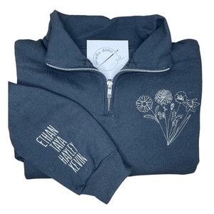 スウェット・トレーナー [GRAVER]FLOWER DOT EMBROIDERY COLLAR HALF ZIP-UP SWEATSHIRT GRAVER(グレーバー) - Flower dot embroidered half zip-up
