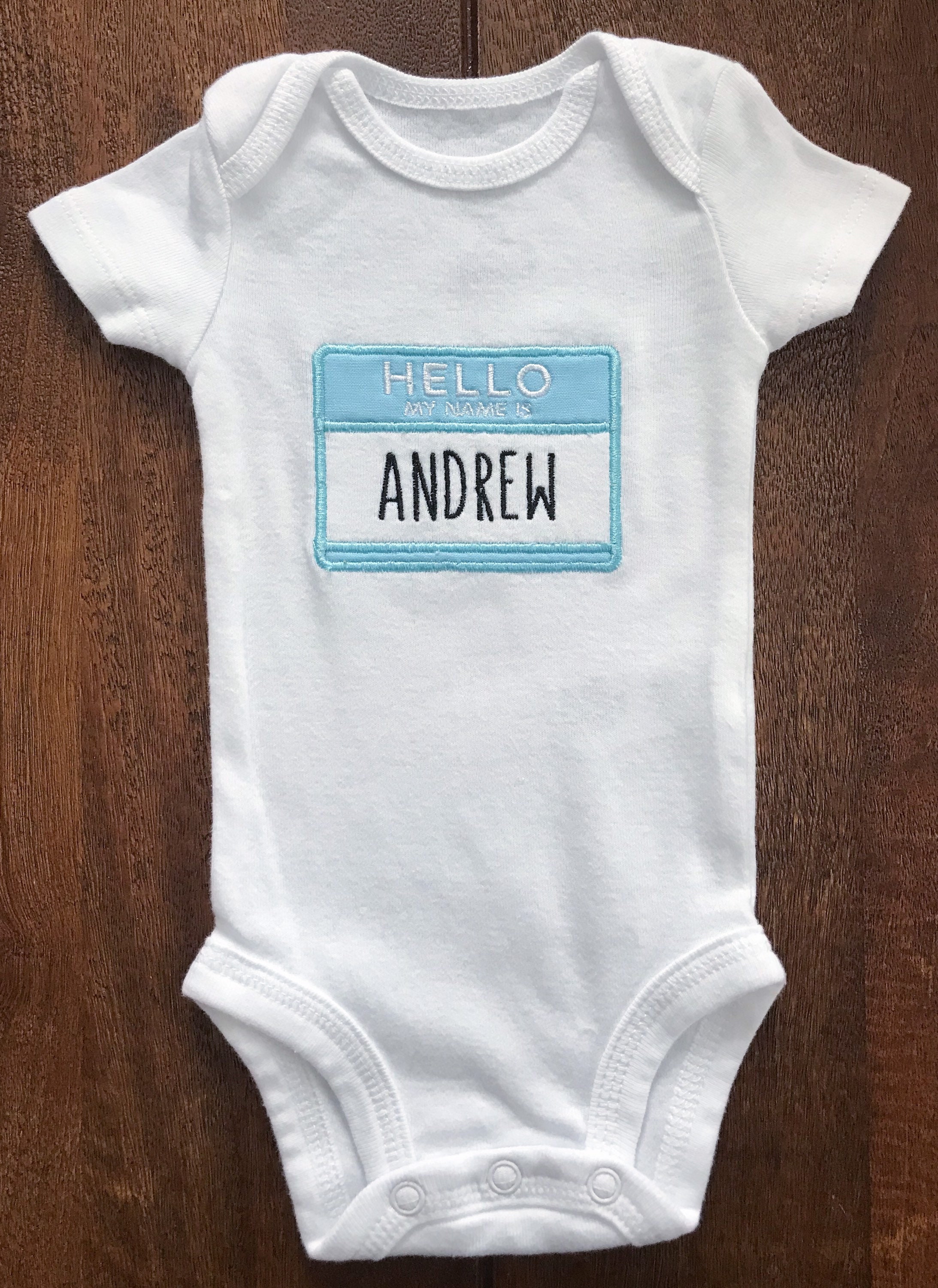 Embroidered Hello My Name Is... Onesie Name Tag Baby Onesie. Etsy