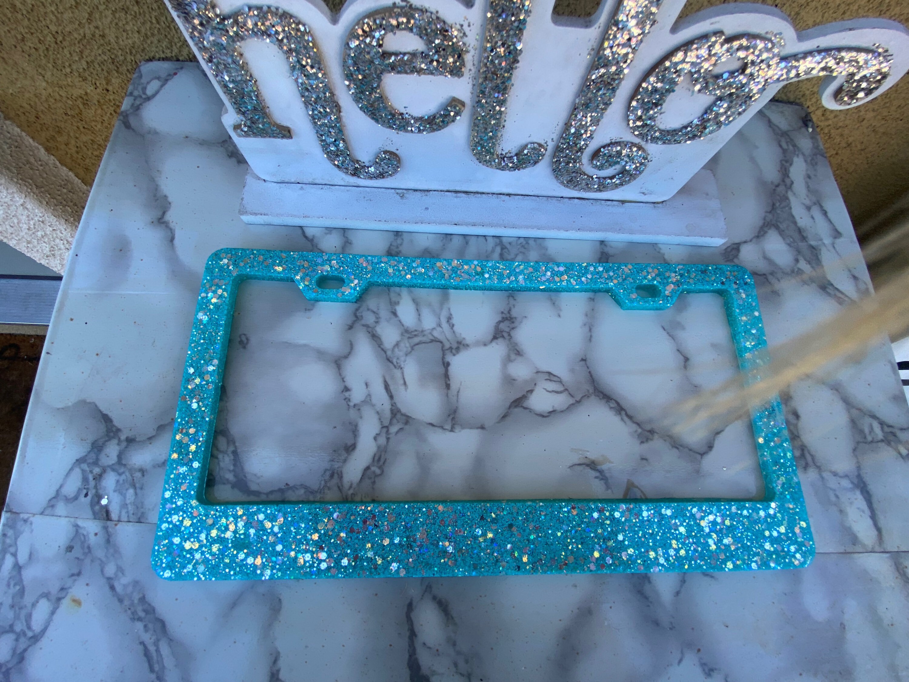 Glitter License Plate Cover. Teal Glitter. Turquoise Glitter Etsy