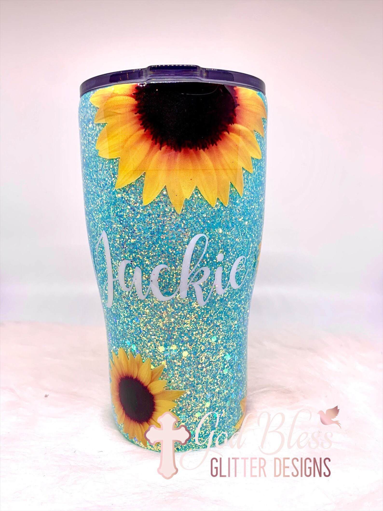 Sunflower Tumbler Flower Tumbler Sunflower Glitter Cup | Etsy