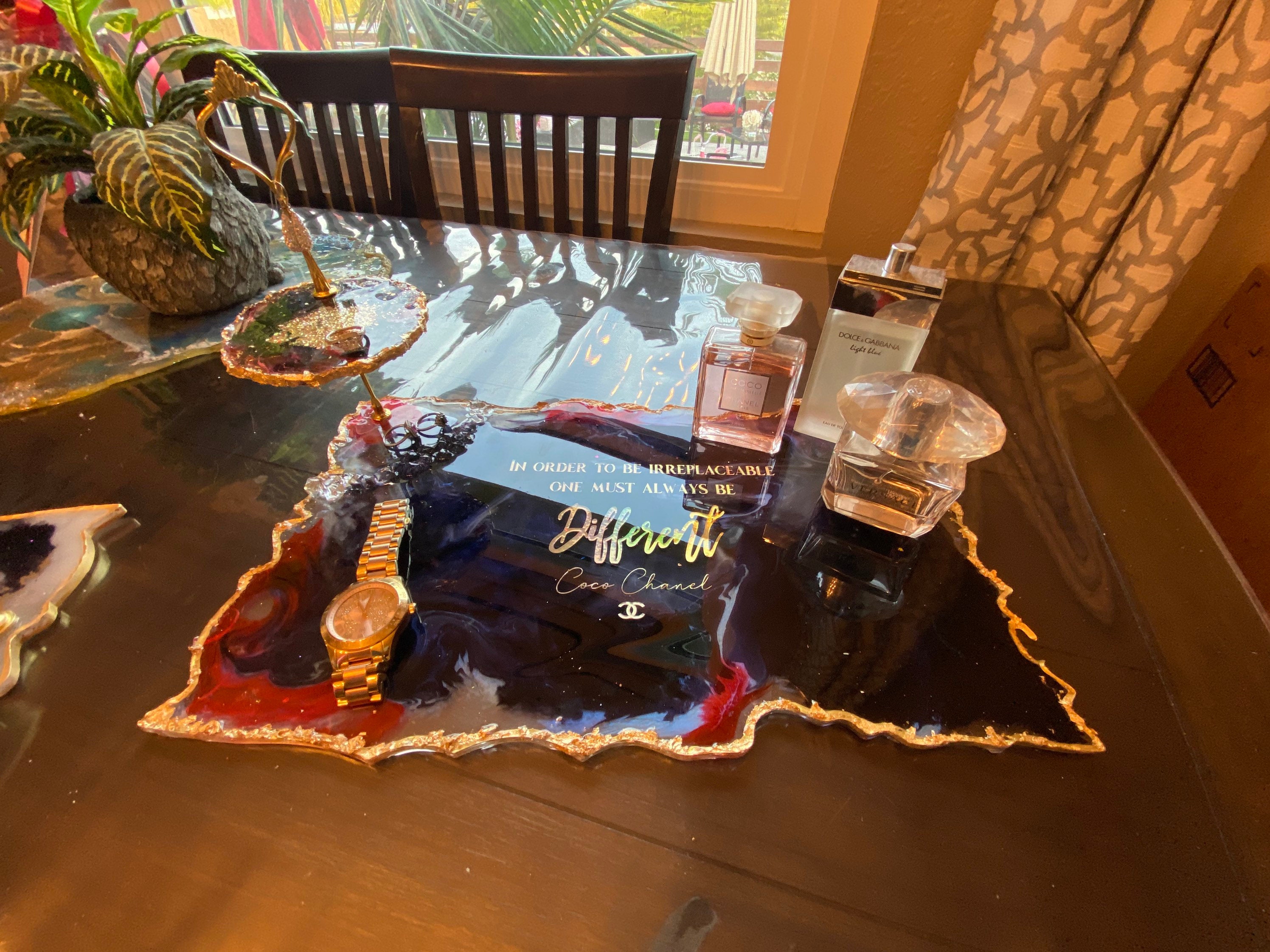 Marble Resin tray. Perfume tray. Resin serving tray. Resin Etsy