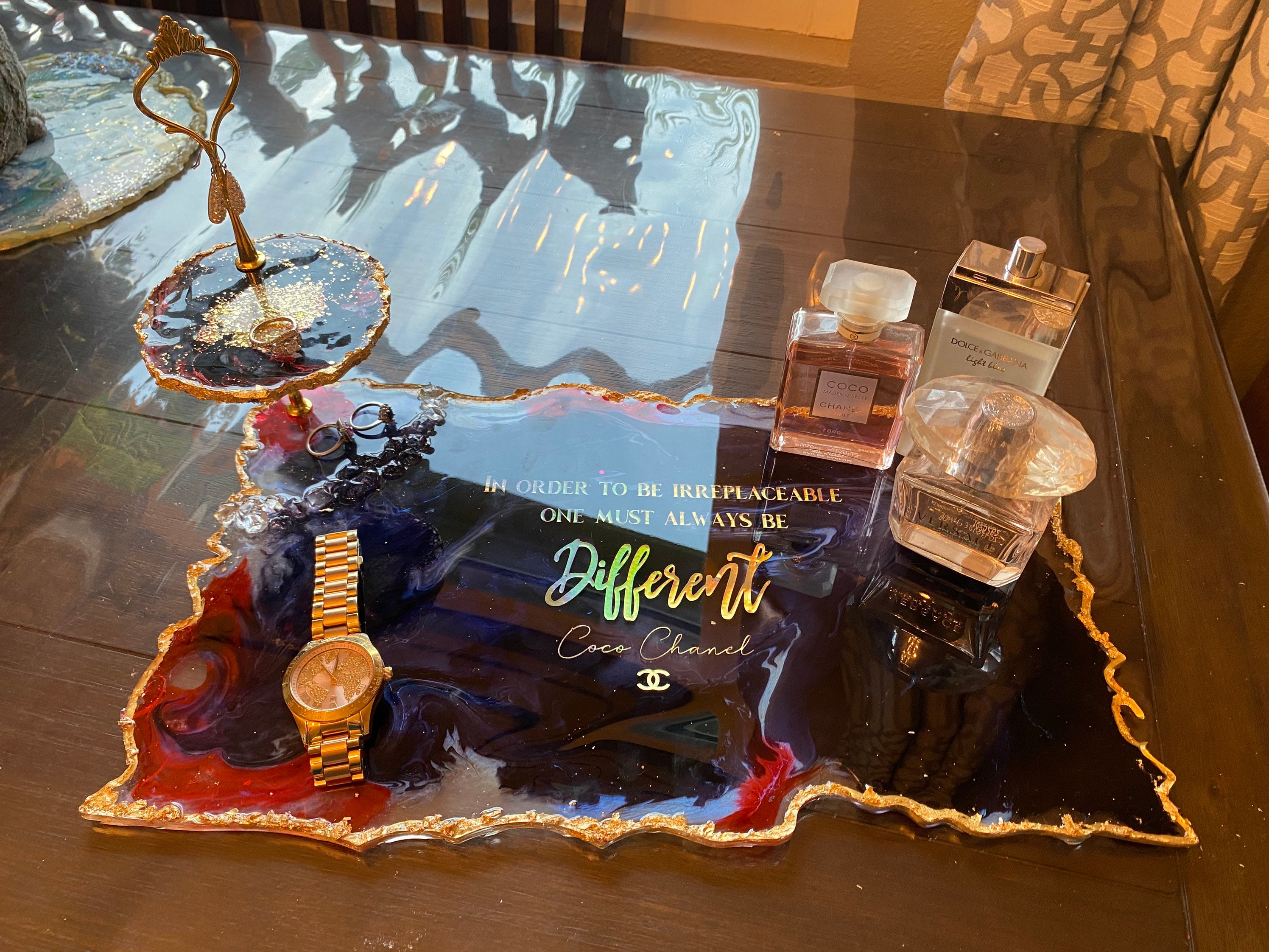 Marble Resin tray. Perfume tray. Resin serving tray. Resin Etsy