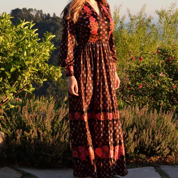 Vintage Kay Silver '70s Long Sleeve Floor Length F