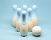 Wooden Bowling Game 6 pcs Montessori Wood Toy Gift for baby