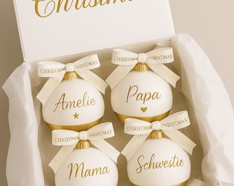 Personalized Christmas Bauble Gift Set with Gold Leaf, Silver Leaf, or Copper Leaf – Custom Made