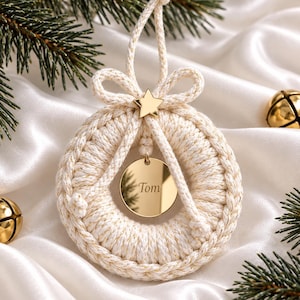 Personalized Christmas Ornament in 3 Colors, Custom Engraved Christmas Ornament, Gift Tag with Name, Winter Wedding Favor, Gift idea Xmas