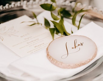 Place card, name card from shells | individually inscribed | with vinyl foil in various colors - wedding, birthday and celebration.