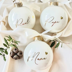 Wool White Glass Christmas Bauble, 8 cm, Glossy or Matte, Personalized, Christmas Tree Ornament, Customized Christmas Gift