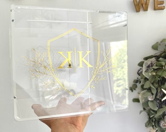 Acrylic box for wedding money gifts and cards, personalized