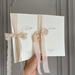 Vœux de mariage « Exclusif » | personnalisé | avec feuille d'or | ruban de soie | Papier fin | Livre de vœux | vœux de mariage