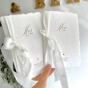 Votos matrimoniales “Vintage” | personalizado | con lámina de oro | Cinta de seda | papel hecho a mano | Libro de votos | votos matrimoniales