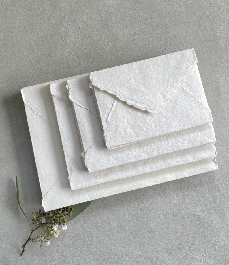 Handmade envelop 210g, shade IVORY in 3 sizes handmade envelop cotton envelop image 4