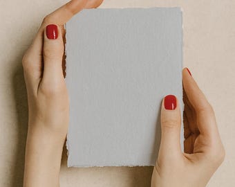 Pack of 10 handmade deckle-edged papers in Slate Blue – available in various sizes.